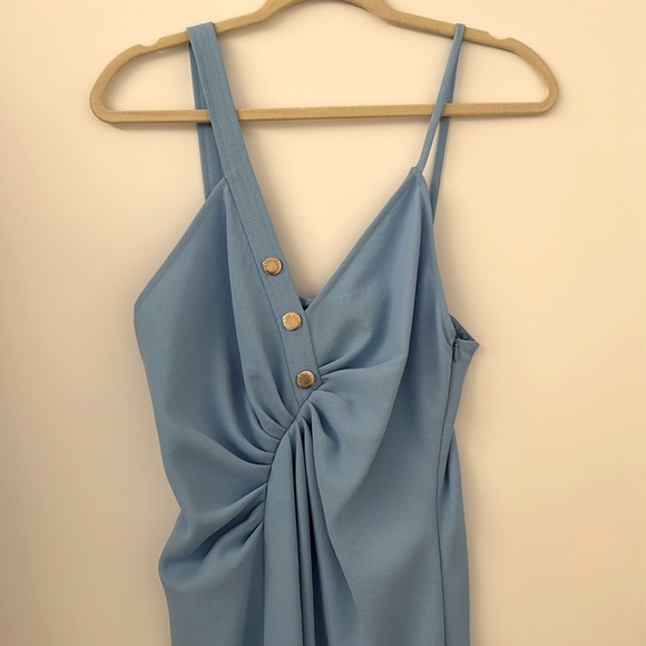 SANDRO Ruched midi dress - light blue - Picture 3 of 10